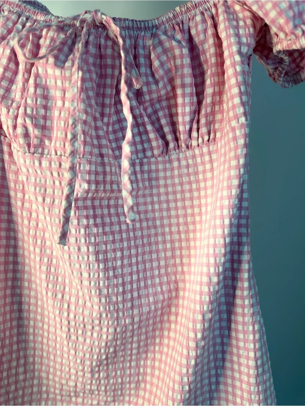 Zara Pink Gingham Puff-Sleeve Dress